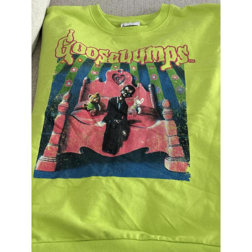 Goosebumps Slappy the Dummy Sweatshirt – Neon‎ Green Crewneck